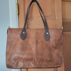 Brown Vegan Leather Tote Bag